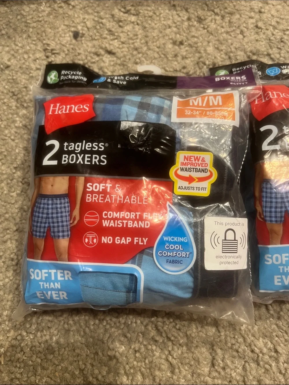 Hanes Men’s 2-Pack Tagless Boxers - Blue Plaid